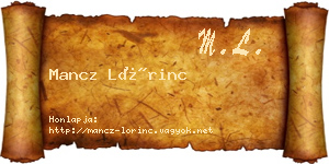 Mancz Lőrinc névjegykártya